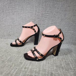 Valentino Garavani Rockstud Women's Size EU 37 Black Leather Stiletto Sandals.